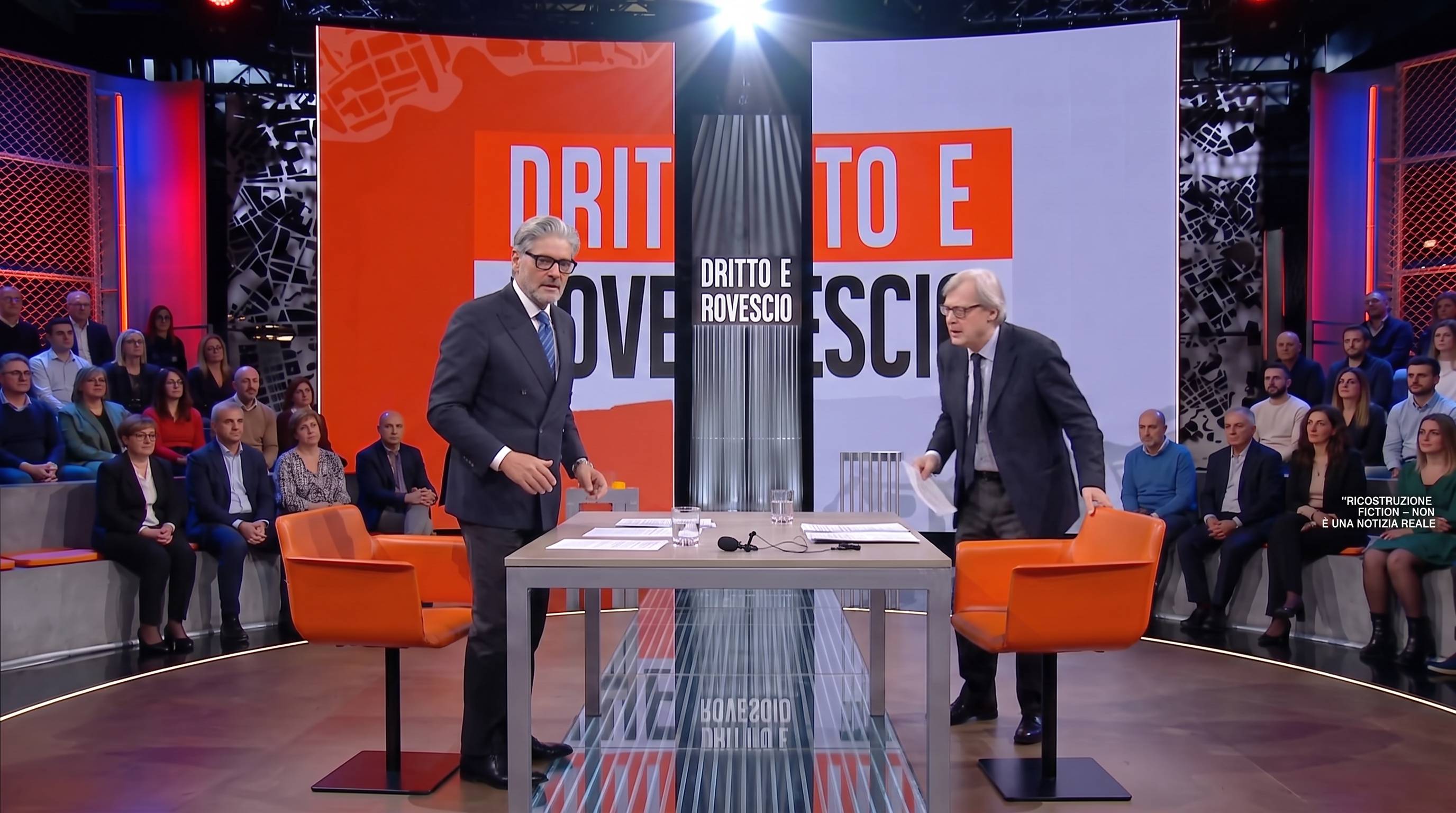 Sgarbi guarda in camera dopo l'uscita di Fornero